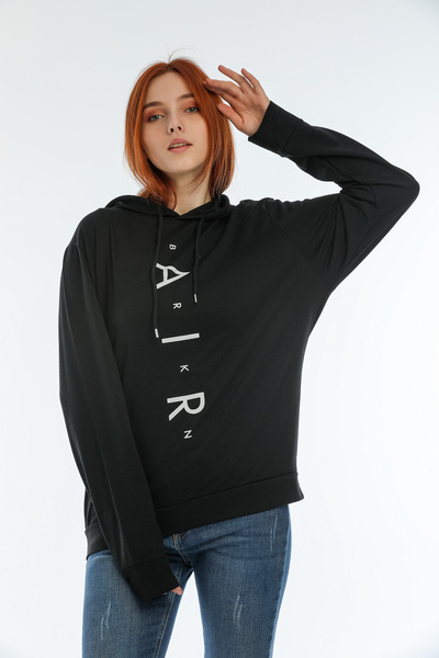 Superlife Superlife Γυναικεία κουκούλα Oversize Fit Air Printed Λεπτή φούτερ Spr22swk162