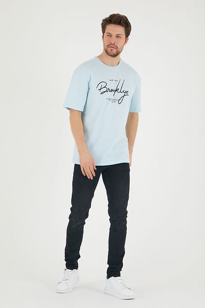 Superlife Tricou pentru bărbați, cu decolteu circular, supradimensionat, Spr22ts110