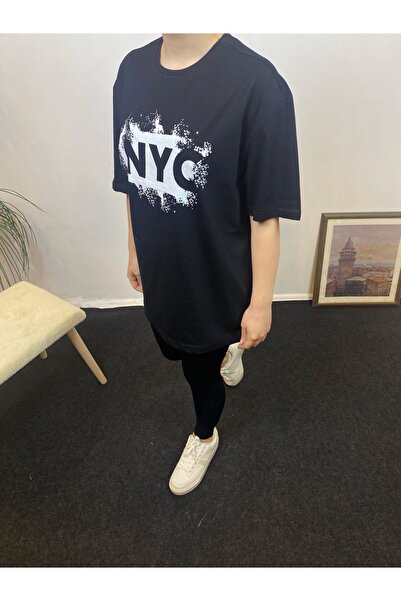 Superlife Γυναικείο μπλουζάκι με λαιμόκοψη Oversize Fit NYC με στάμπα SPR24TSk114