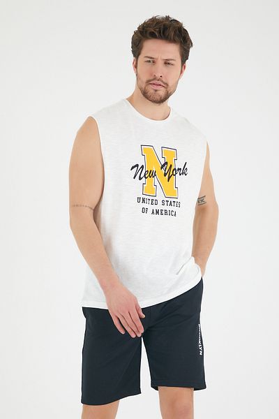 Superlife Ανδρικό T-shirt με λαιμόκοψη με κανονική εφαρμογή N εμπριμέ Spr22ts117
