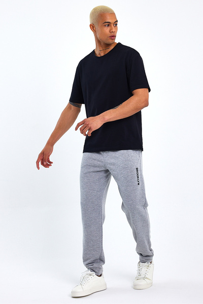 Superlife Ανδρικό παντελόνι με κανονική/κανονική εφαρμογή από καουτσούκ με λεπτή στάμπα Brooklyn City 24EA203