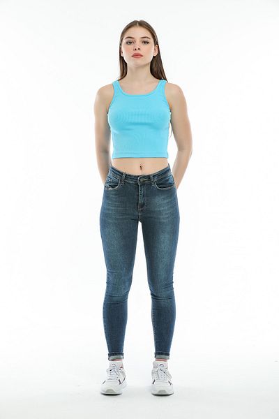 Superlife Tricou Crop tricotat pentru femei Süperlife Spr21y12