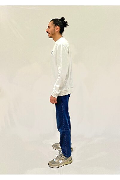 Superlife Ανδρικό φούτερ με λαιμόκοψη με 3 κλωστές, χοντρό καλιφόρνιαν εμπριμέ φούτερ SPR24SW32