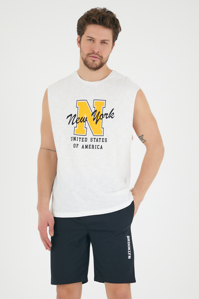 Superlife Ανδρικό T-shirt με λαιμόκοψη με κανονική εφαρμογή N εμπριμέ Spr22ts117