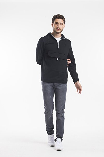 Superlife Men's Hooded Half Zipper Thin Sweatshirt Spr 20k52