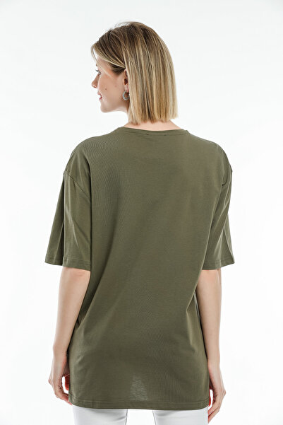 Superlife Women's Crew Neck Oversize Fit Brookyln Printed T-Shirt Spr21yk27