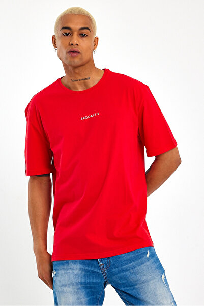 Superlife Men's Crew Neck Oversize Fit Brooklyn Printed T-Shirt Spr21y27