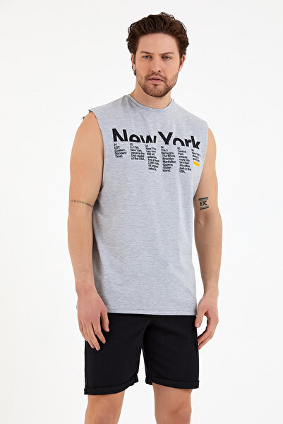 Superlife Ανδρικό μπλουζάκι με λαιμόκοψη με κανονική εφαρμογή New York printed T-shirt Spr22ts125