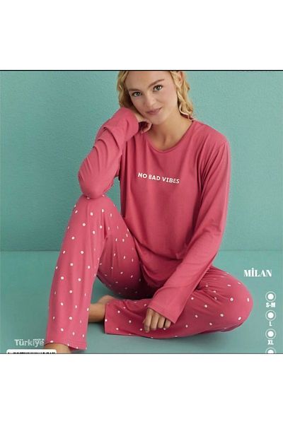 Mihra Mi̇hra Women's Milan Fabric Modal Combed Cotton Pajamas Set