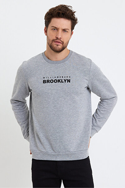 Superlife Men's Crew Neck Regular Fit Brooklyn Printed Thin Sweatshirt Spr23sw330