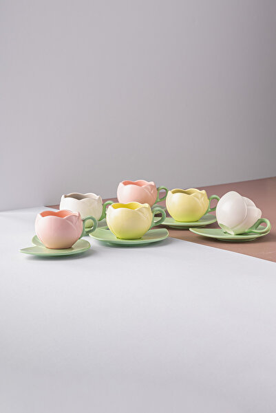 İSTANBUL PORSELEN İstanbul Porselen Lale 6'lı Kahve Fincan Takımı 90 ml Multicolor