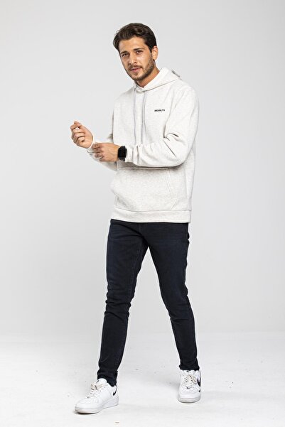 Superlife Ανδρικό φούτερ με κουκούλα Superlife με μακρυμάνικο εμπριμέ στενή εφαρμογή, λεπτή εφαρμογή Spr 2019k61