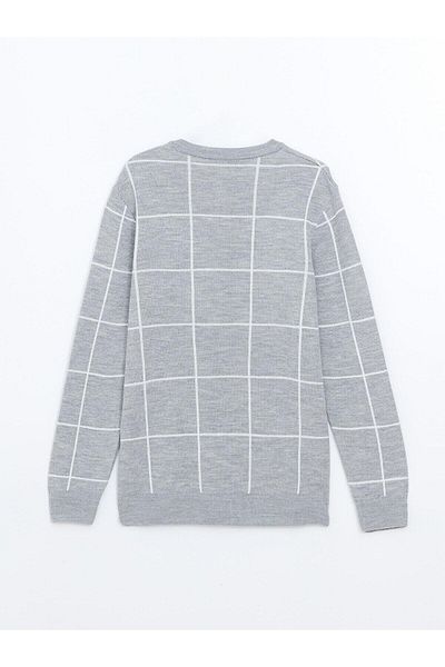 LC Waikiki LCW Vision Crew Neck Long Sleeve Plaid Men's Knitwear Sweater