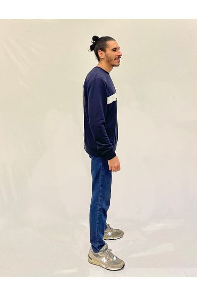 Superlife Ανδρικό φούτερ με λαιμόκοψη με άνετη εφαρμογή 3 νημάτων με χοντρή γαρνιτούρα SPR24SW35