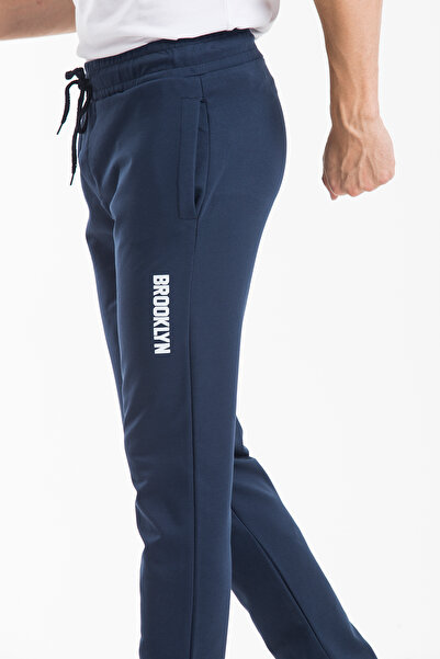 Superlife Чоловічі штани з регулярним/нормальним кроєм, гумова талія, принт «Бруклін», тонкі спортивні штани 24EA205