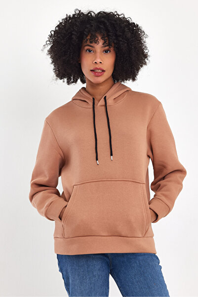 Superlife Γυναικεία φούτερ με κουκούλα άνετη εφαρμογή Fleece 3 κλωστών spr24swk55