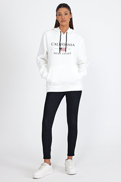 Superlife Women's Hooded Comfortable Fit Fleece Lined 3-Thread American Printed Sweatshirt Spr24Swk01