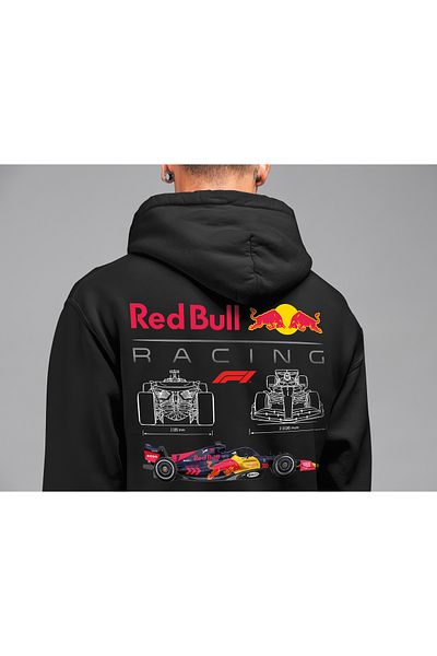 swOzz Redbull F1 Team Black Unisex Hoodie - Χοντρό ύφασμα με 3 κλωστές, εμπρός και πίσω με στάμπα
