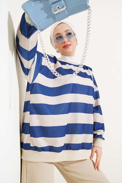 Smymoda Horizontal Thick Striped Loose Seasonal Comfortable Fit Tunic