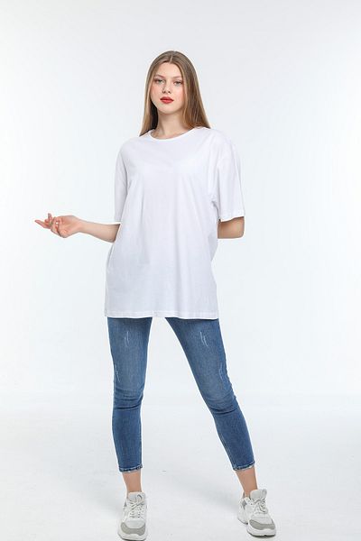 Superlife Tricou Superlife pentru femei, cu decolteu rotund, supradimensionat, Spr21yk30