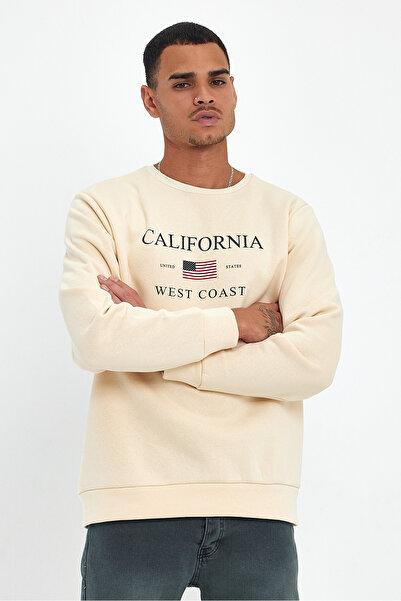 Superlife Süperlife Men's Crew Neck Comfortable Fit Fleece Inside 3 Thread American Printed Sweatshirt Spr24Sw26