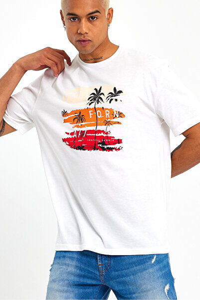 Superlife Ανδρικό μπλουζάκι με λαιμόκοψη με στάμπα SPR23ts302