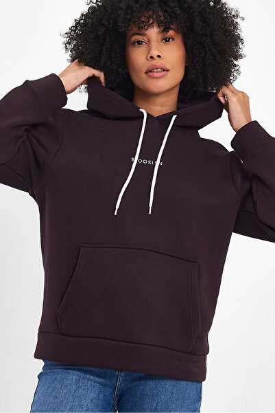 Superlife Дамски суитшърт с качулка, удобен в калъп, 3 нишки от полар