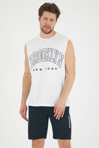 Superlife Ανδρικό μπλουζάκι με στάμπα Brooklyn με κανονική εφαρμογή Superlife Spr22ts116
