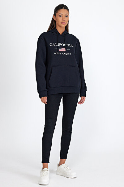 Superlife Women's Hooded Comfortable Fit Fleece Lined 3-Thread American Printed Sweatshirt Spr24Swk01