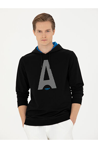 Cacharel Siyah Regular Fit Pamuk Karışımlı Kapüşonlu Sweatshirt 50272525-VR046