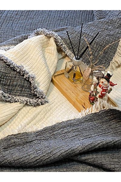 Tasarım Hb&Victory Muslin 6 Layer Anthracite Quilt 240X230 Cm.