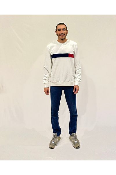 Superlife Ανδρικό φούτερ με λαιμόκοψη με άνετη εφαρμογή 3 νημάτων με χοντρή γαρνιτούρα SPR24SW35