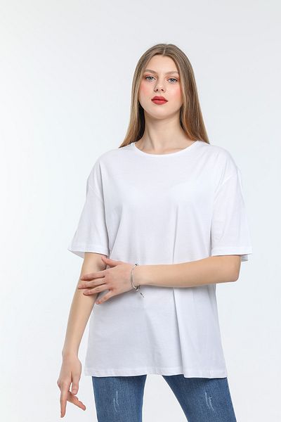 Superlife Tricou Superlife pentru femei, cu decolteu rotund, supradimensionat, Spr21yk30