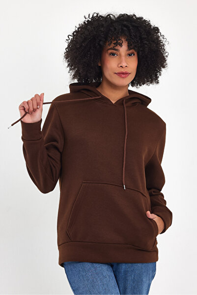 Superlife Дамски суичър с качулка, удобен в калъп, 3 нишки от полар spr24swk55