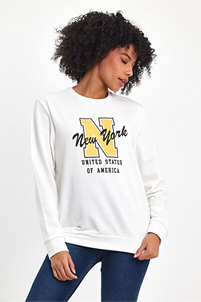 Superlife Women's Crew Neck Comfortable Fit Fleece Inside 3 Thread Thick N Printed Sweatshirt Spr24Swk25