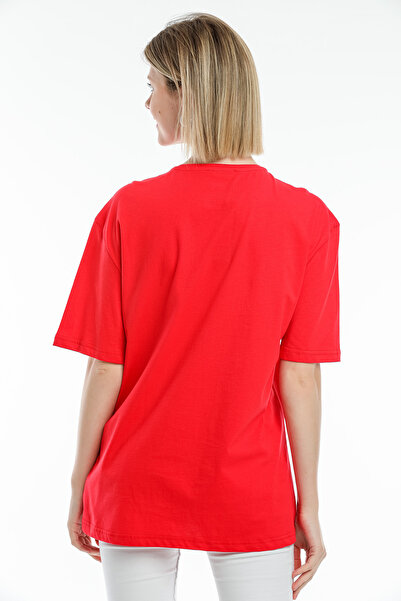 Superlife Women's Crew Neck Oversize Fit Brookyln Printed T-Shirt Spr21yk27