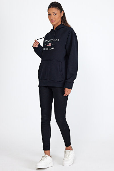 Superlife Women's Hooded Comfortable Fit Fleece Lined 3-Thread American Printed Sweatshirt Spr24Swk01