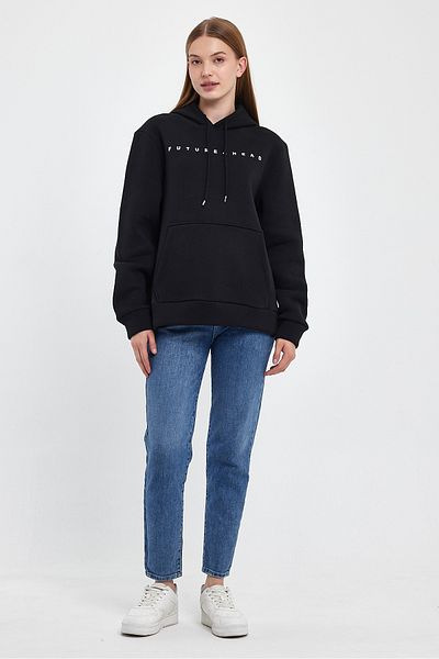 Superlife Women's Hooded Comfortable In-mold Fleece 3 thread Feture Printed SweatShirt spr24swK14