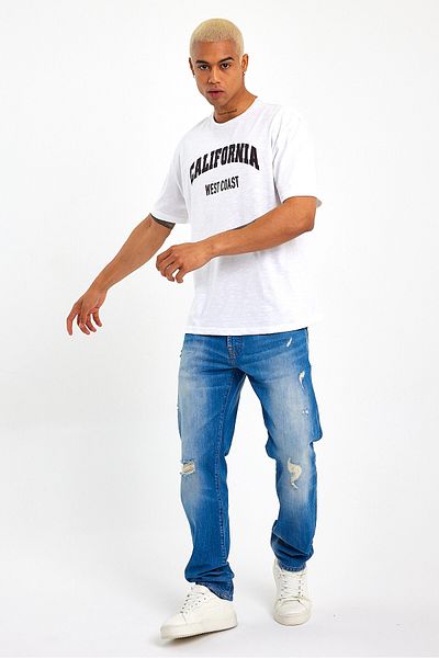 Superlife Ανδρικό T-shirt με λαιμόκοψη με λεπτή εφαρμογή California με στάμπα Spr21y22