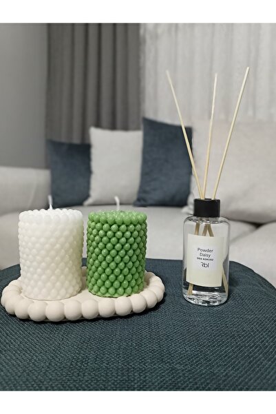 MUM Silindir İnci Mum Seti Kokulu ve Renkli 3 Parça