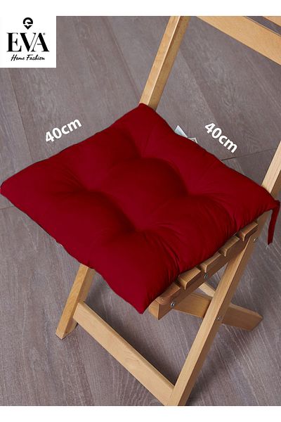 EVA Burgundy Colored Fluffy Chair - Custom Made, Lace-up, Seat and Stool Cushion 40x40 Cm