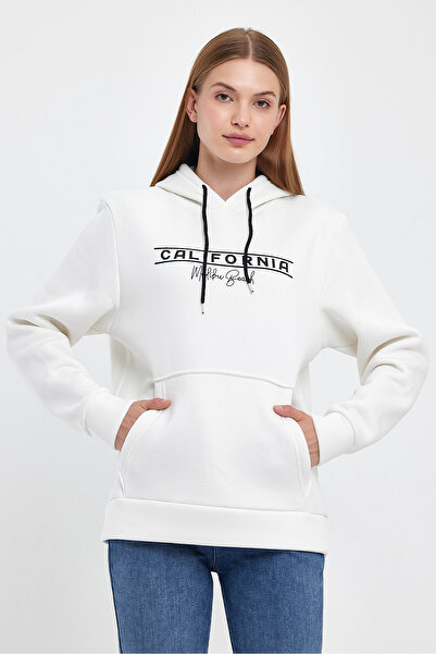 Superlife Women's Hooded Comfortable In-mold Fleece 3 thread California Printed SweatShirt spr24swk11