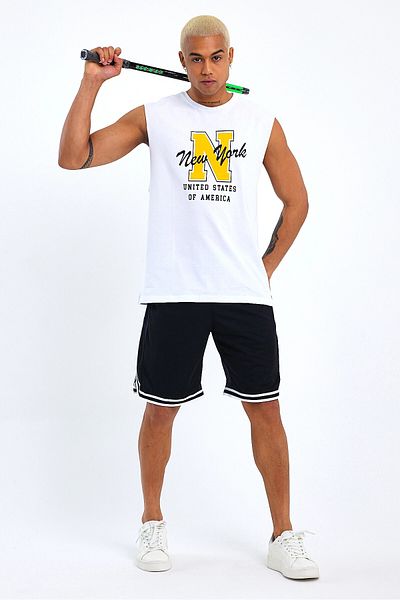 Superlife Ανδρικό T-shirt με λαιμόκοψη με κανονική εφαρμογή N εμπριμέ Spr22ts117