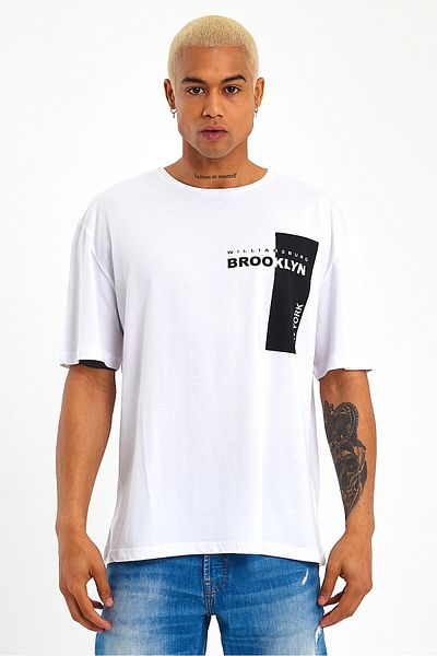 Superlife Ανδρικό T-shirt με λαιμόκοψη με λεπτή εφαρμογή με στάμπα Spr21y21
