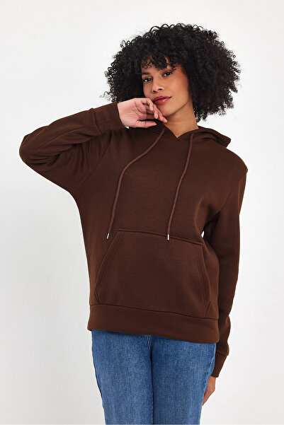 Superlife Дамски суичър с качулка, удобен в калъп, 3 нишки от полар spr24swk55