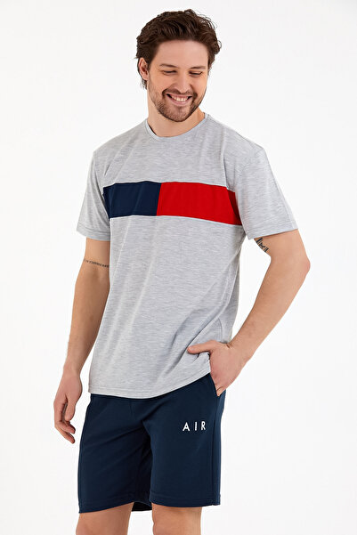 Superlife Ανδρικό μπλουζάκι με λαιμόκοψη με κανονική εφαρμογή γαρνιρισμένο Spr22ts111