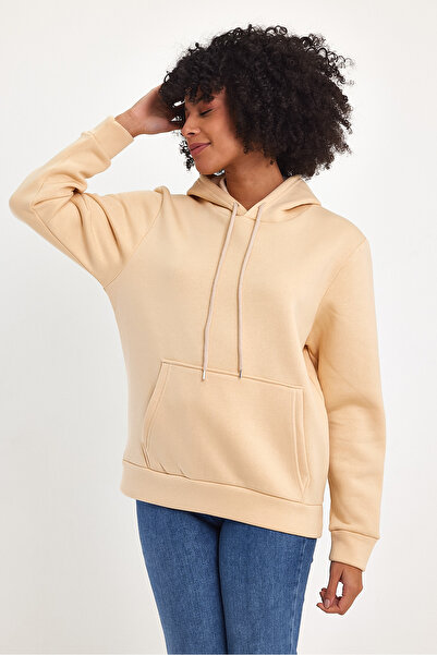 Superlife Γυναικεία φούτερ με κουκούλα άνετη εφαρμογή Fleece 3 κλωστών spr24swk55