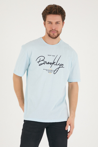 Superlife Ανδρικό T-Shirt με λαιμόκοψη με υπερμεγέθη Fit Spr22ts110