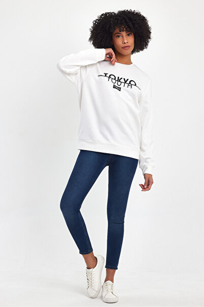 Superlife Women's Crew Neck Comfortable Fit 3 thread Thick Tokyo Printed Sweatshirt SPR24SWk30