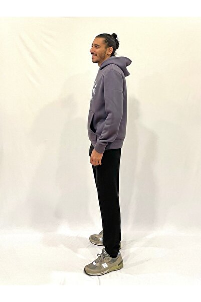 Superlife Ανδρικό φούτερ με κουκούλα, άνετο και άνετο, με φλις εσωτερικά, 3 κλωστές, με στάμπα NYC spr24sw09